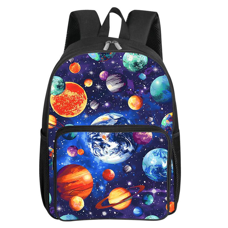 Kosmisch Planeet Patroon Vierkante Voorzak Rugzak voor Jongens en Meisjes Beste Cadeaus 2D Platte Cartoon Schooltassen voor Kinderen