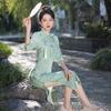 Two-color lace cheongsam 1011 spring new improved thin lady young dress