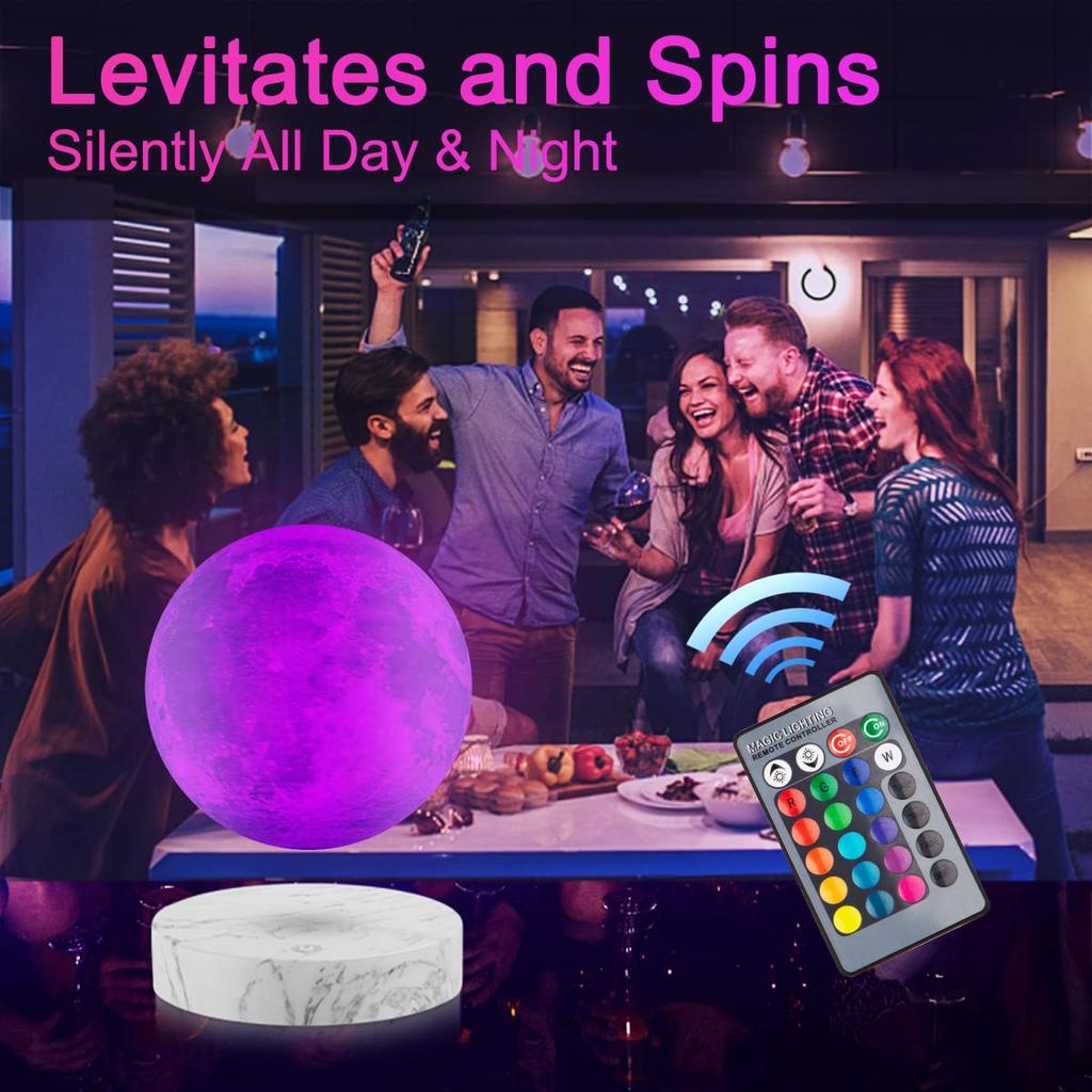 Floating Moon Lamp - Rotating 3D Printed Moon Light with 16 LED Lighting Modes, Magnetic Floating Night Light, Unique Gift for Christmas, Room Decor