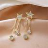 Korean Design Five - Pointed Star Tassel Earrings , Chic Fashion Drop Earrings for Women , Gold Alloy