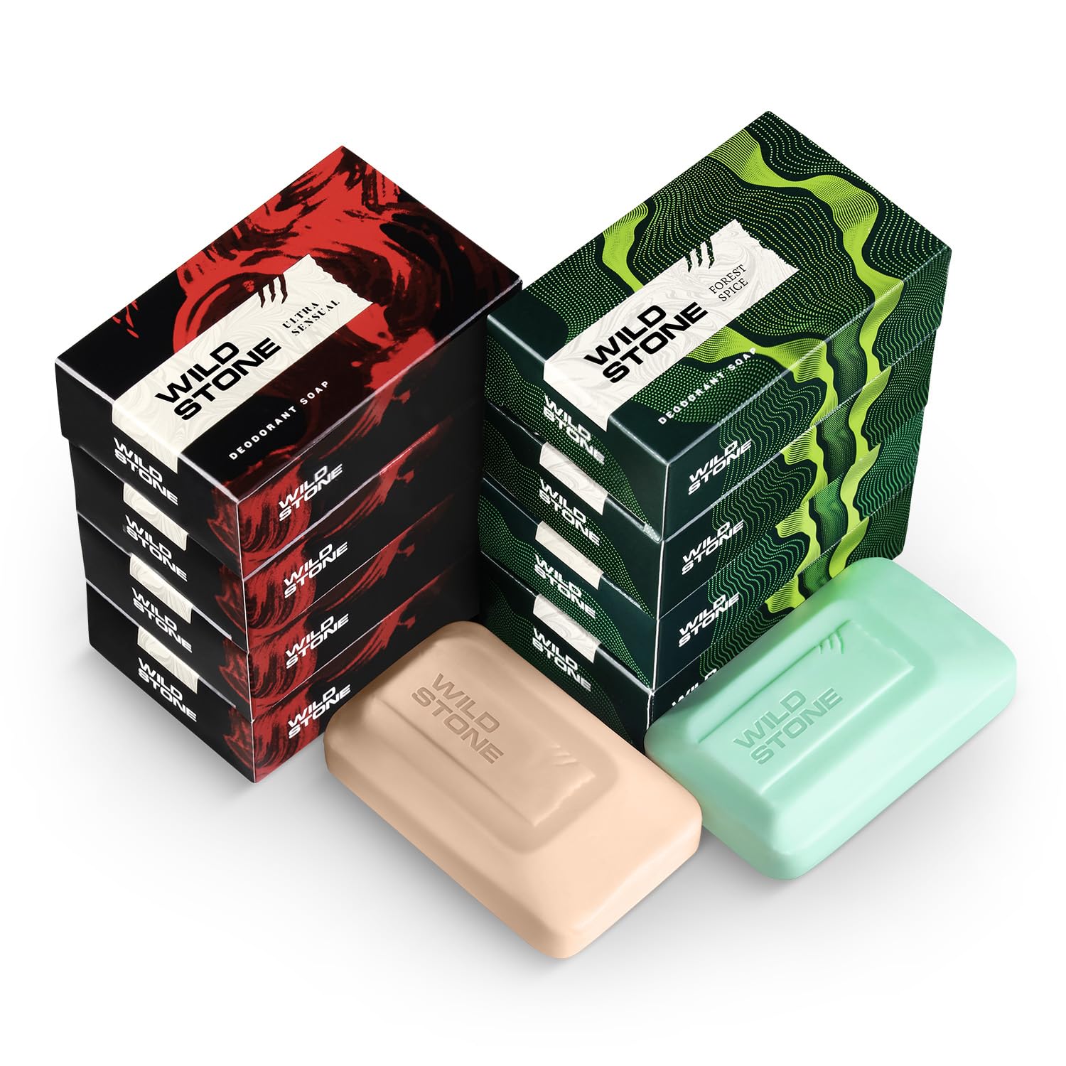 

Wild Stone Ultra Sensual And Forest Spice Bath Soaps For Men Pack Of 8 100g Each Skin Friendly Body Wash Bar