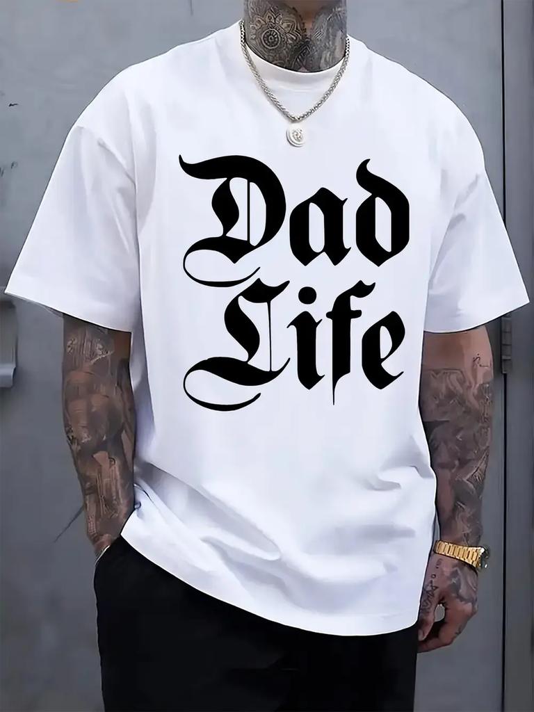 Casual "DAD LIFE" Graphic T-shirt - Short Sleeve