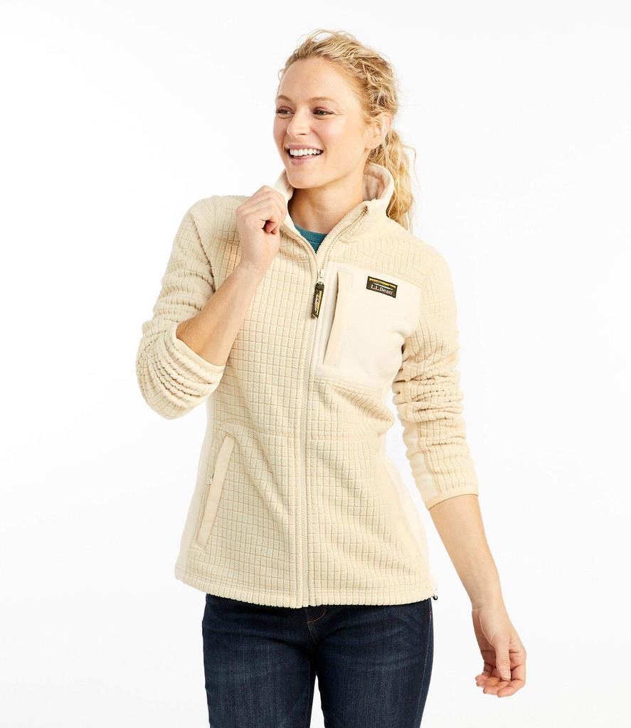 LL Bean Mountain Classic Windproof Fleece US Size 1000024265 Women's Jacket, Fit, Petite, S, Natural/Bone, Multicolor,