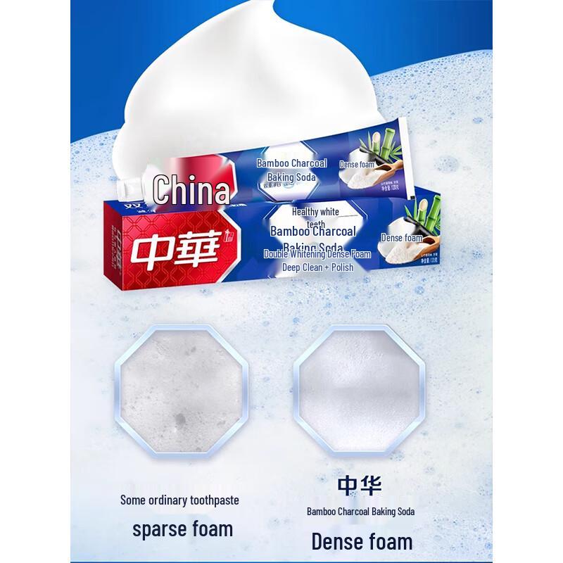Zhonghua Healthy White Bamboo Charcoal & Baking Soda Cool Mint Toothpaste, 4x120g Pack