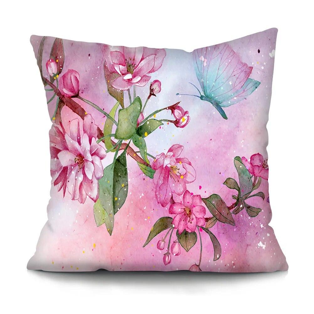 Bedroom Living Room Cushion Cover Oil Painting Bird Cushion Cover Chinese Style Car Sofa Home Decor Pillowcase