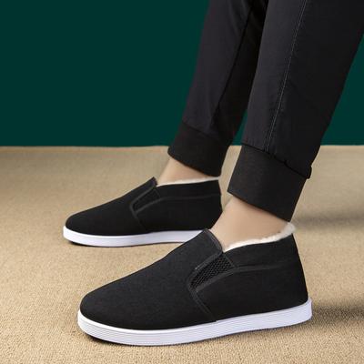 Pantofi de pânză de iarnă pentru bărbați cu talpă moale, protecție la muncă, lână pieptănată, îngroșați, casual, caldi și confortabili, pantofi de bumbac pentru bărbați