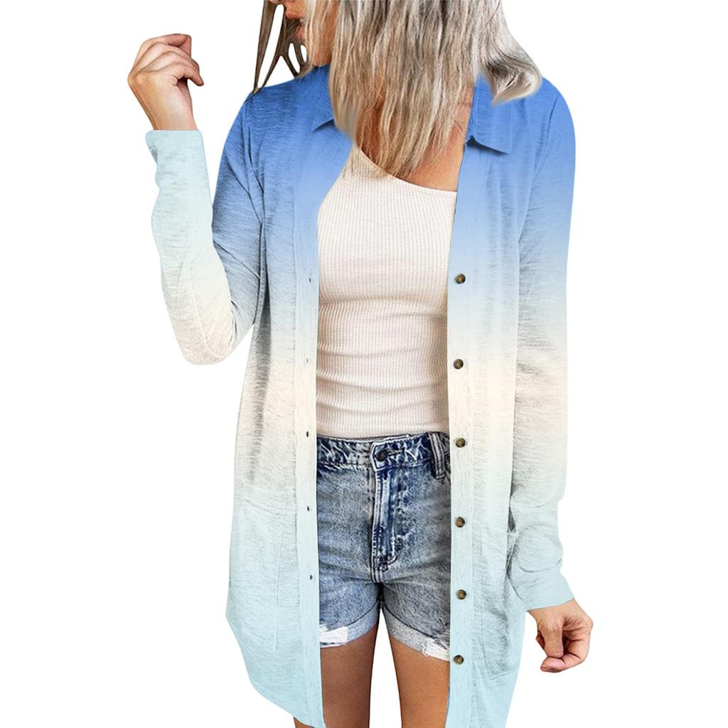 Women's Casual Fashion Floral Print Long Sleeve Mid-Length Cardigan Jacket