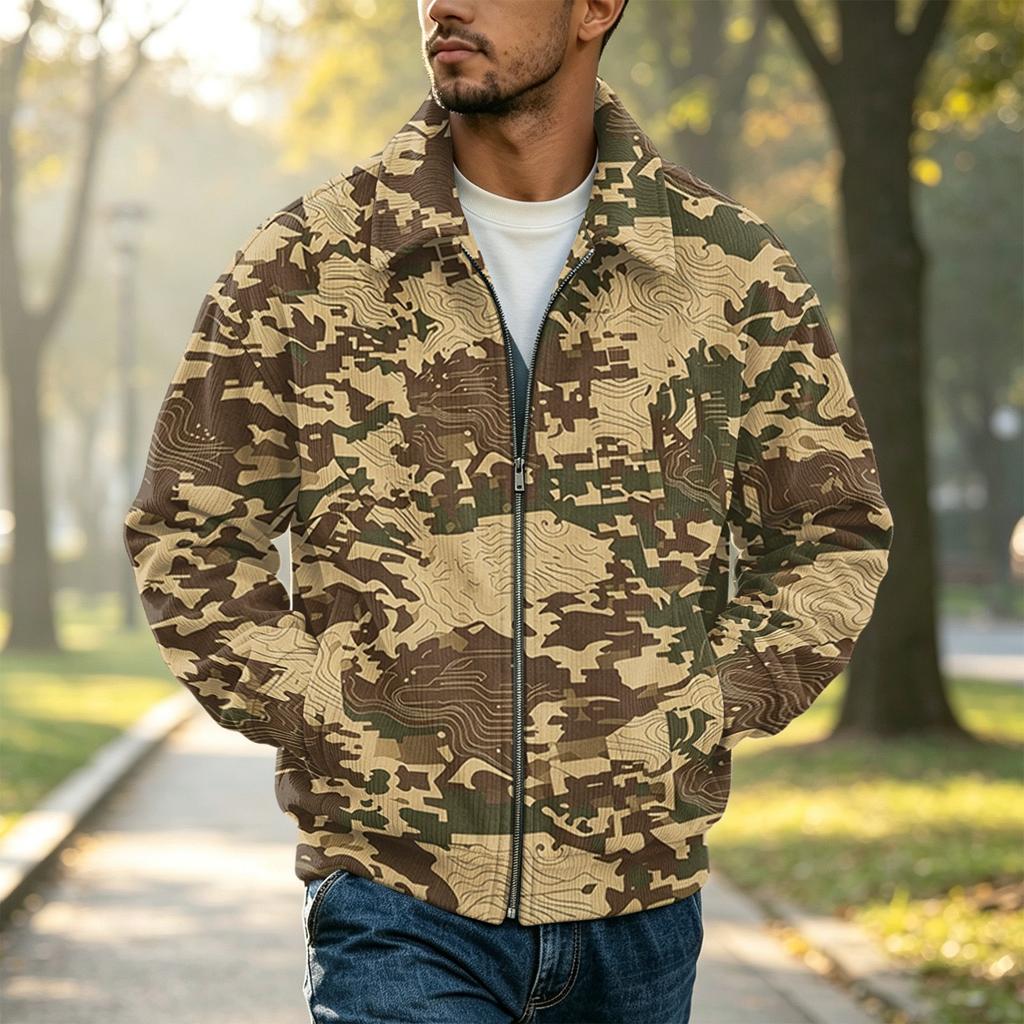 Men's Casual Loose Fit Lapel Jacket with Zip Front, Everyday Outerwear for Daily Wear
