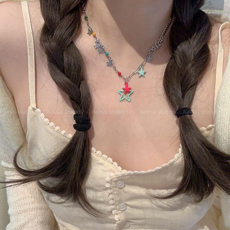 

Dopamine Color Hollow Star Necklace Female Niche Design Personalized Neck Chain Temperament Versatile Clavicle Chain
