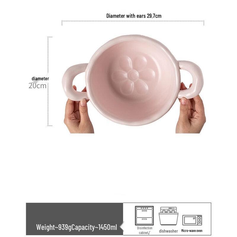 Abay Yingluo Irregular Hand-Pinched Double-Handle Ceramic Bowl