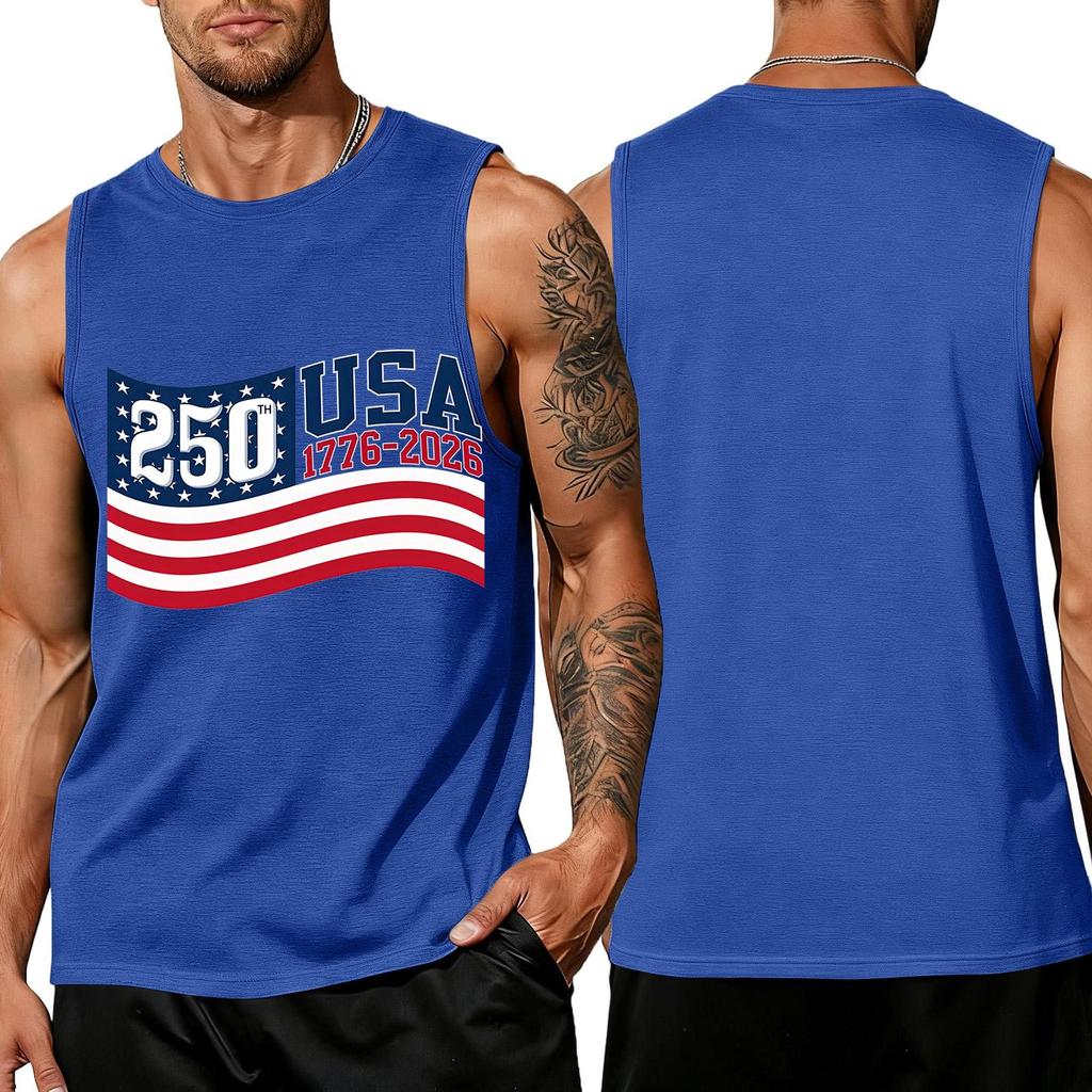 Men's Sleeveless Tank Top Loose Fit Casual Summer Daily Wear Printed Sleeveless Shirt Lightweight Breathable Fabric