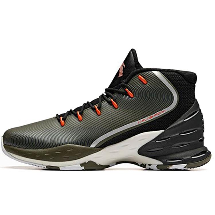 New Anta Speedy Decision Shock Absorbers Slip Resistant Abrasion Resistant High top Basketball Shoes Men's Black Green 11841301-6