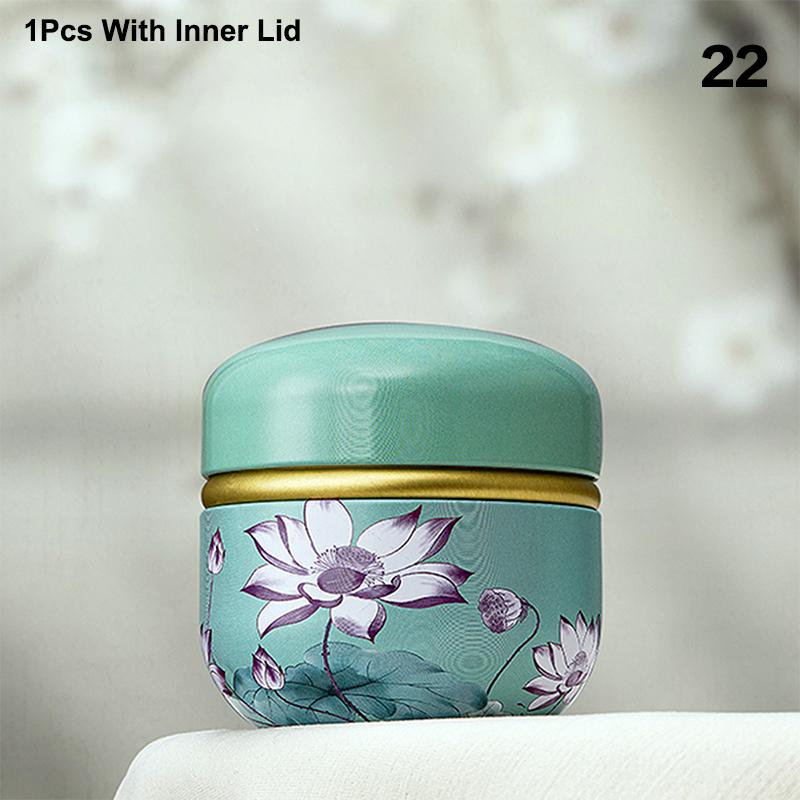 Tea Caddy Tea Box Containers Candle Cans Coffee Candy Snacks Sealed Iron Jars Floral Pattern Small Portable Storage Boxes