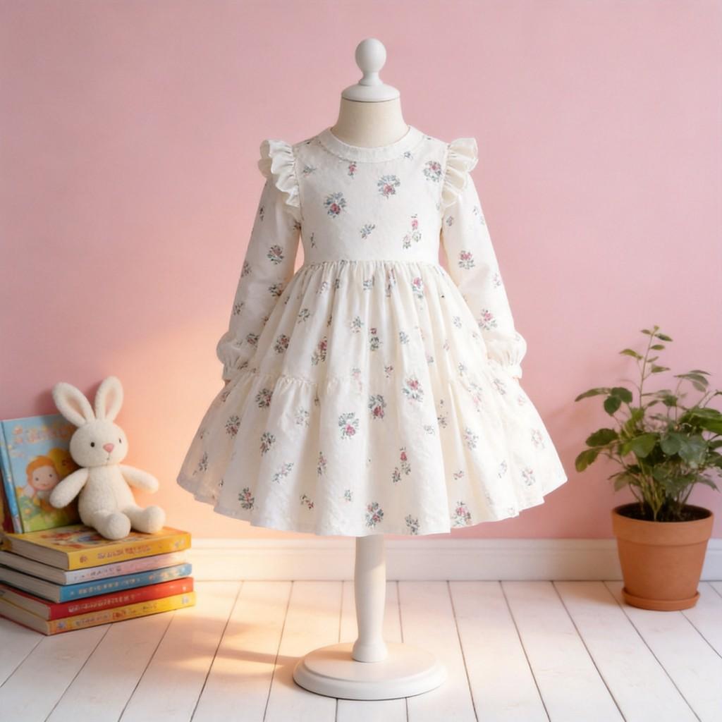 Girls Long Sleeve Cotton Princess Dress For Winter And Fall With Cartoon Animal Pattern