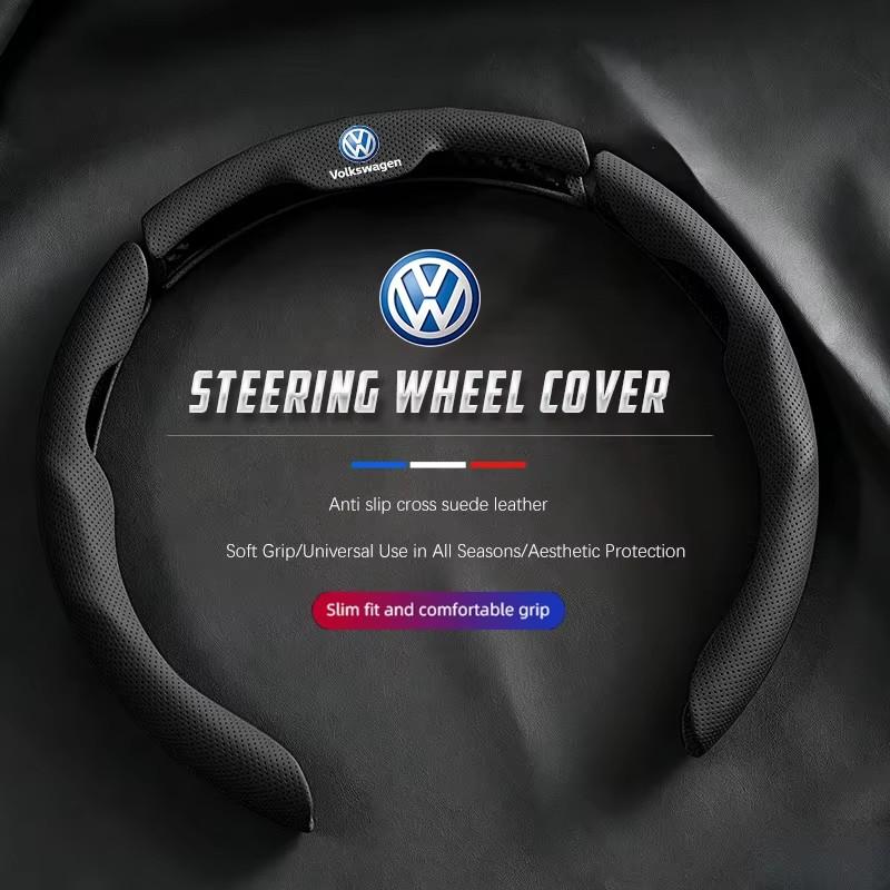 Car Steering Wheel Cover 3pcs Anti-slip Breathable Grip For Volkswagen VW Polo Golf T5 Caddy T4 Touran GTI Passat Scirocco GTD Zl2