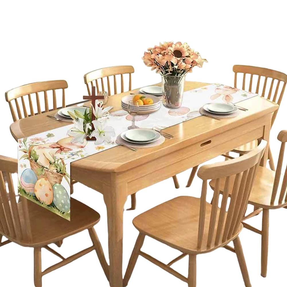 Ostereier Leinen Tischläufer Frühling Tischläufer Osterhase Frühling Leinen Tischläufer Tischband Feiertags-Partydeko