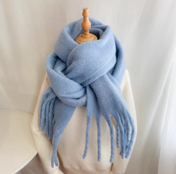Winter Scarf For Women Cashmere Warm Solid Pashmina Blanket Wraps Female Thick Soft Bufanda Big Tassel Shawl Long Poncho Echarpe