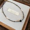 Exquisite Black Color Glass Beads Simulated Pearl Beaded Necklace for Women 18K Gold Plated Stainless Steel Strand Chokers