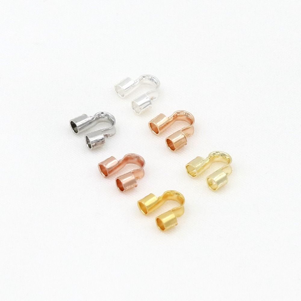 100Pcs Copper Wire Protectors Loops 14/18K Gold Plating U Shape Clasps Thread Protector  Jewelry