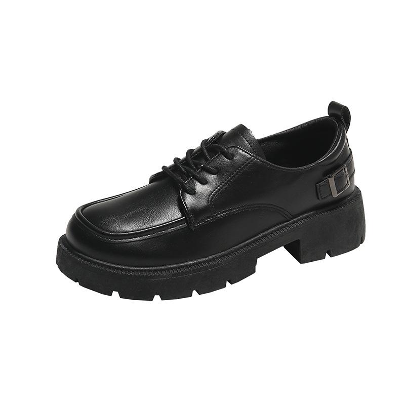 Toamnă nou pantofi mici din piele lucioasă pentru femei ins maree talpă groasă înălțare cu șireturi retro colegial stil britanic K8