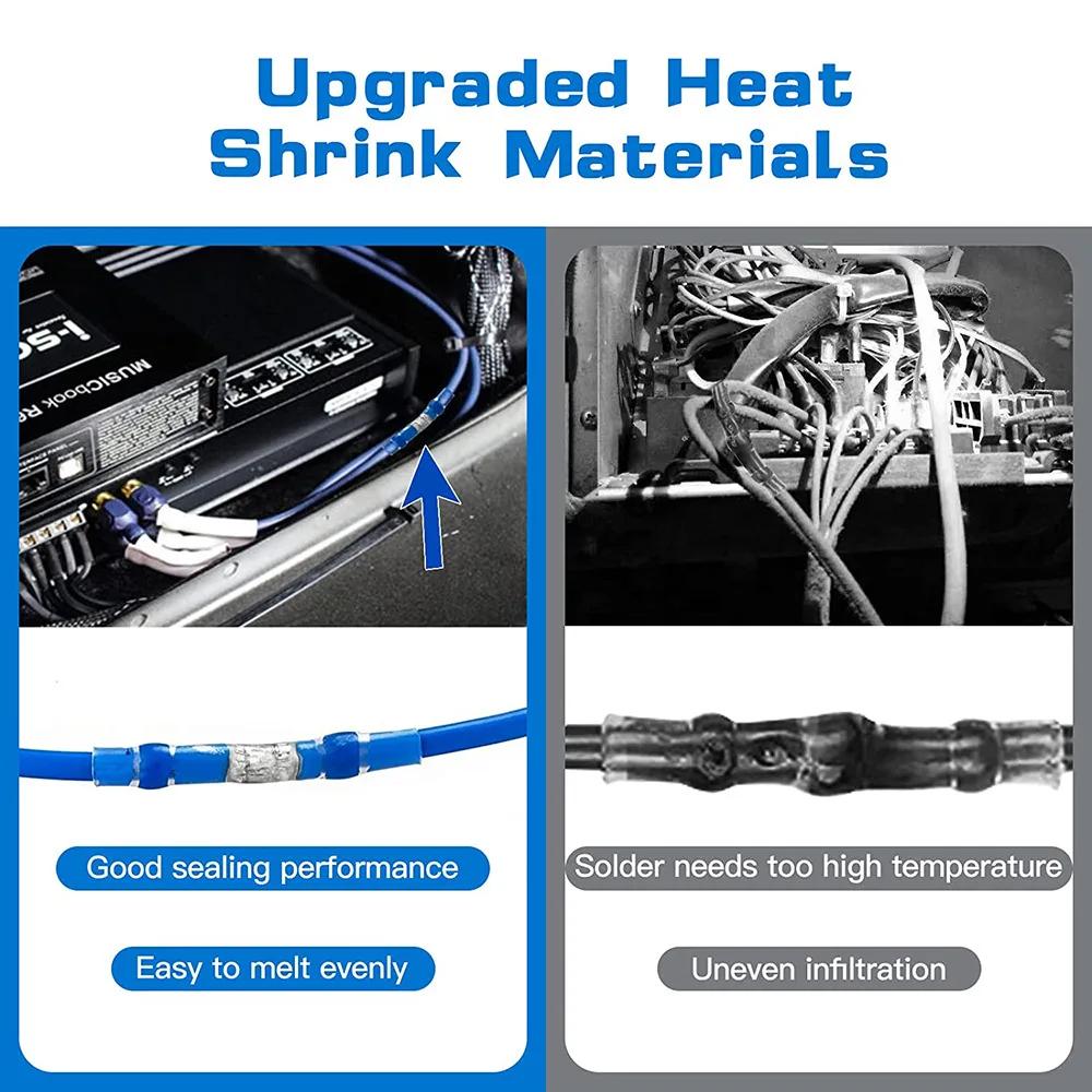 50/800PCS Wire Cable Splice Terminal Kit Waterproof Heat Shrink Butt Crimp Terminals Solder Seal Electrical with Hot Air Gun