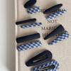 Blue retro plaid hairpin sweet niche side bangs clip spring and summer bb clip broken hair clip girl