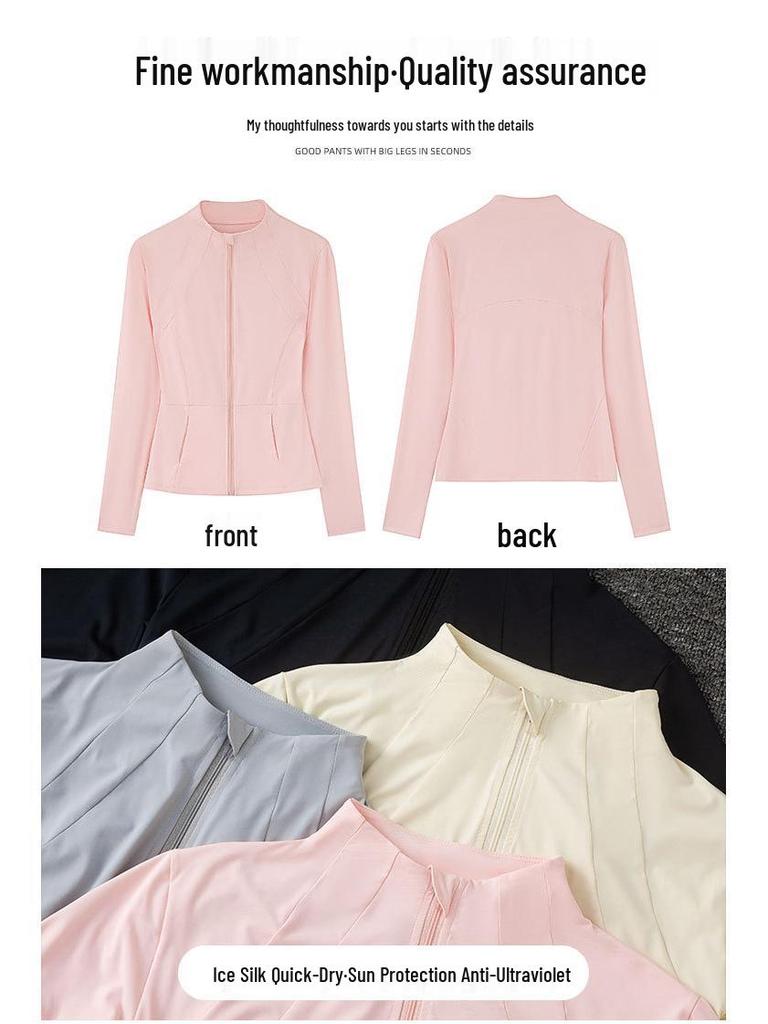 Women's Summer 2024 Sun Protection Yoga Suit: Quick-Dry Sports Fitness Jacket & Pants for Outdoor Activities