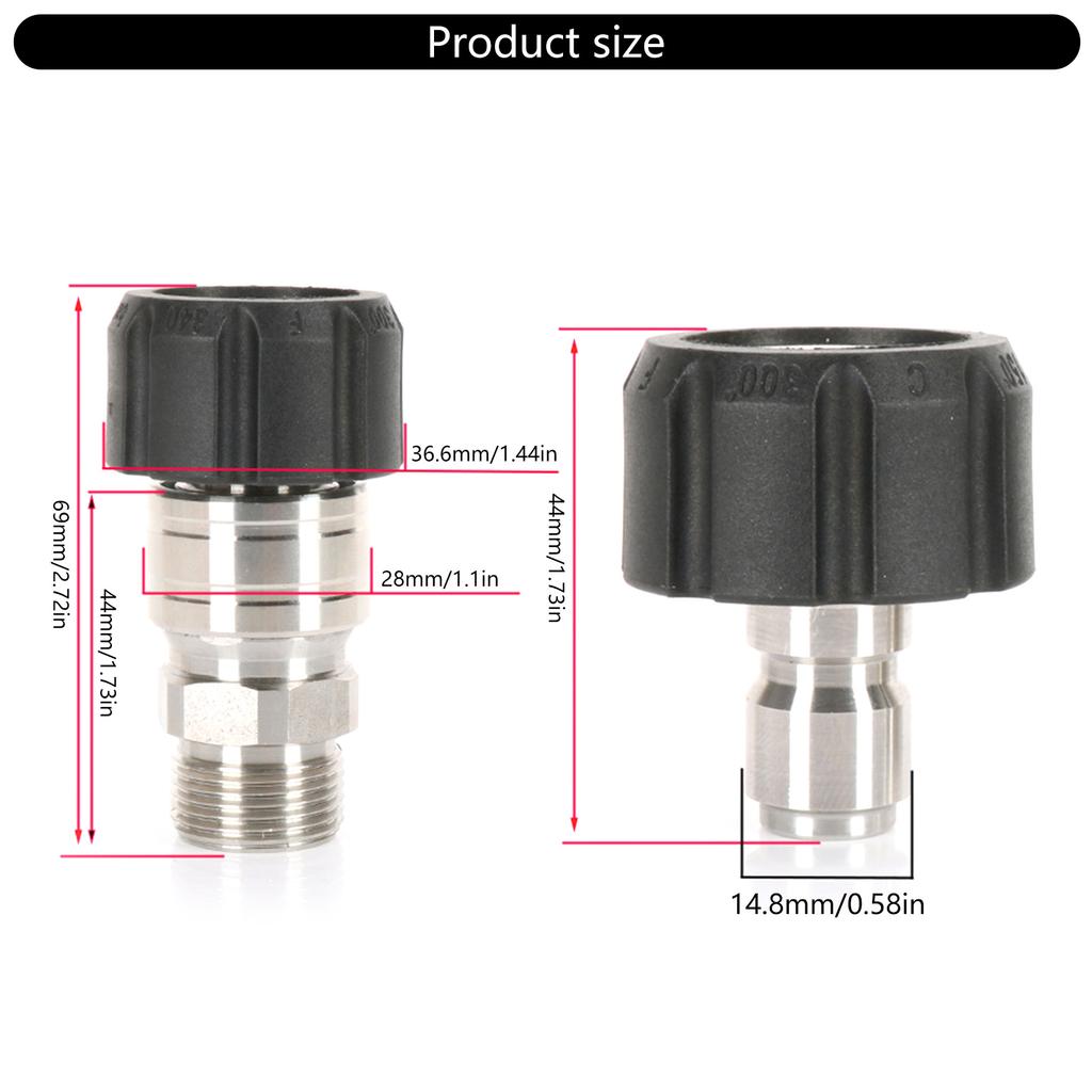 Pressure Washer Connector Quick Coupling for Water Hoses Quick Adapter Set for Pressure Washer M22 3/8inch Quick Connect