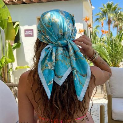 Fashion Print Silk Hairbands Scarf Women 2025 Spring New Elagant Floral Bandana Neck Kerchief Head Bands Foulard Female Scarfs