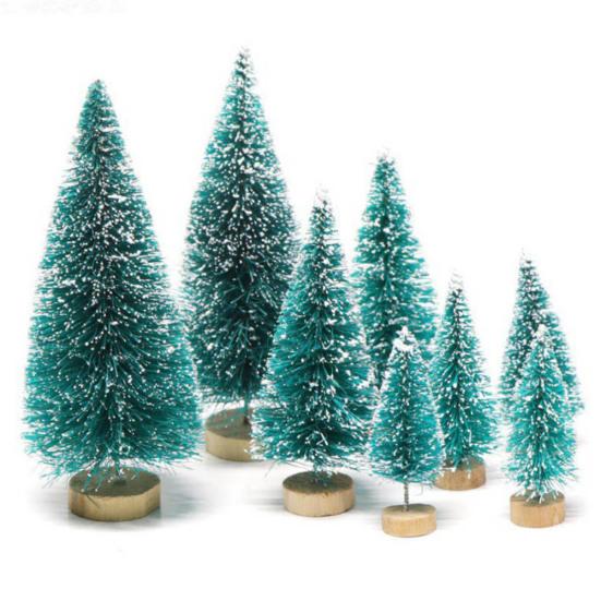 8Pcs Mini Christmas Trees Snowy Pine Xmas Party Ornament Holiday Decoration