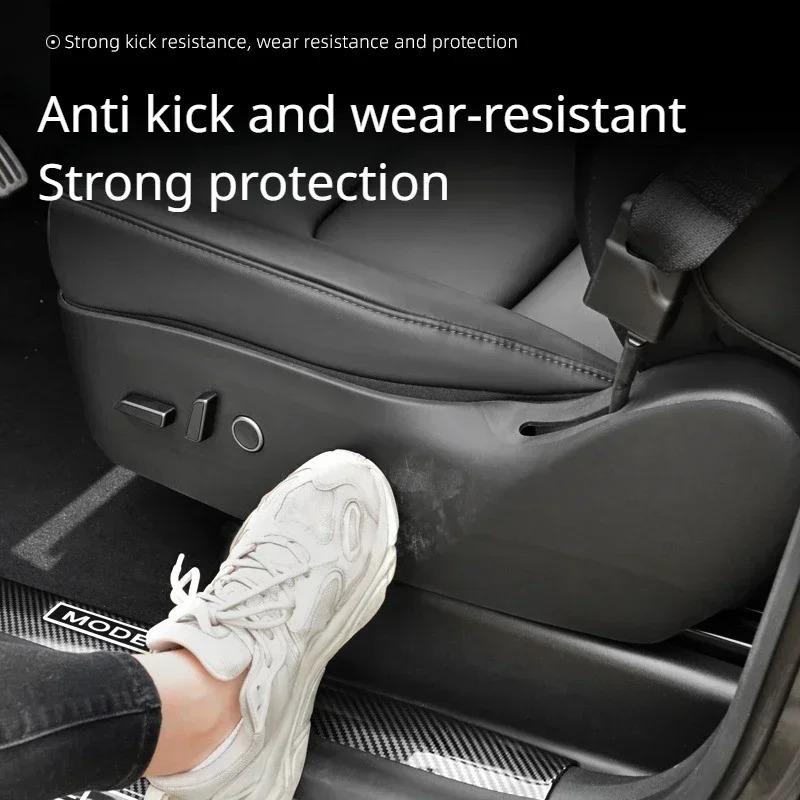 Seat Side Kick Pad for Tesla Model 3 Y Highland Juniper 2025 Seat Both Sides Anti Kick Pads Leather Protective Pad Accessories