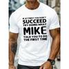 plus size Men's summer t-shirt, MIKE graphic print short sleeve tees trend casual tops for daily life, big & tall guys