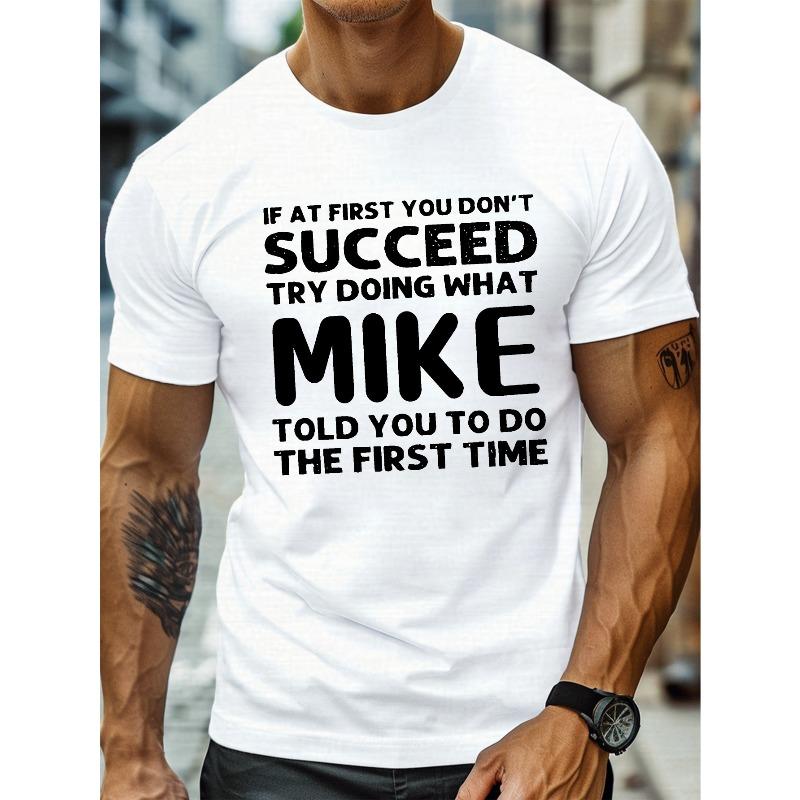 plus size Men s summer t-shirt, MIKE graphic print short sleeve tees trend casual tops for daily life, big  tall guys S белый