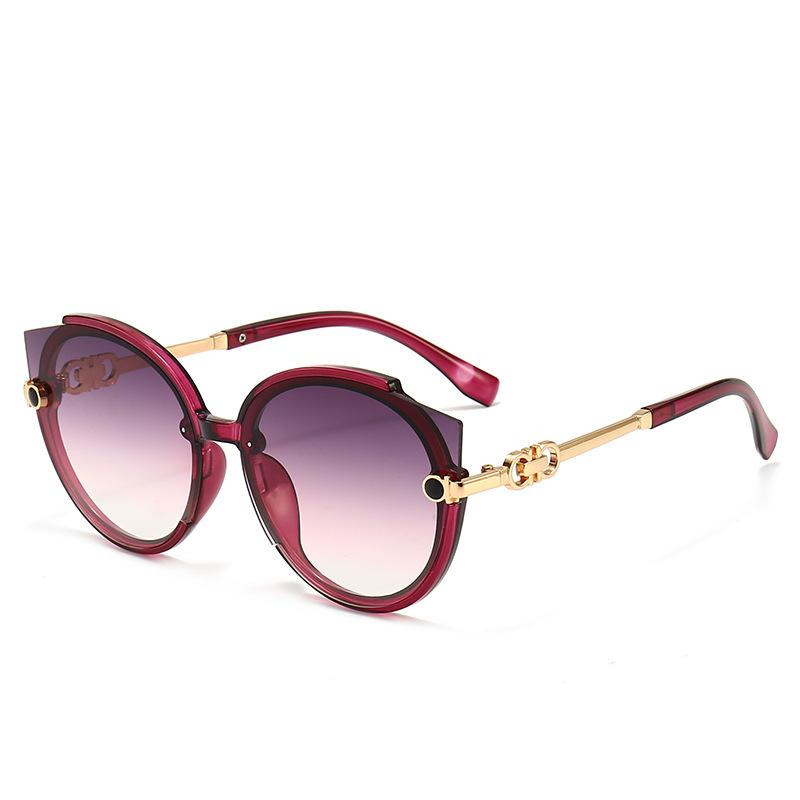 New Vintage Cat Eye Sunglasses Women Korean Metal Rimless Gradient UV400 Luxury Sun Glasses Retro Shades