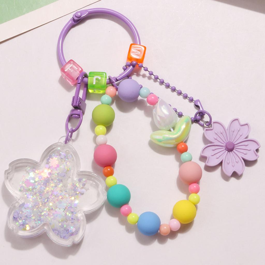 Acrylic Flower Keychain with Quicksand Charm Eye catching Moving Sand Keyring Keys Chain Ornament for Bag Phone Cover