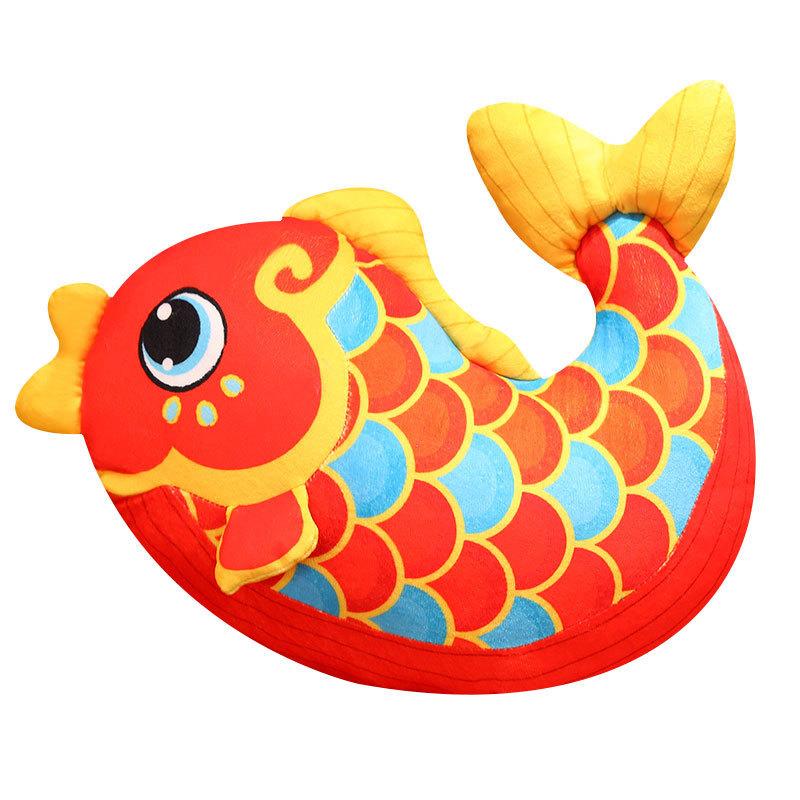 Chinese Style Lucky Koi Plush Cushion For Living Room Decor Office Back Support