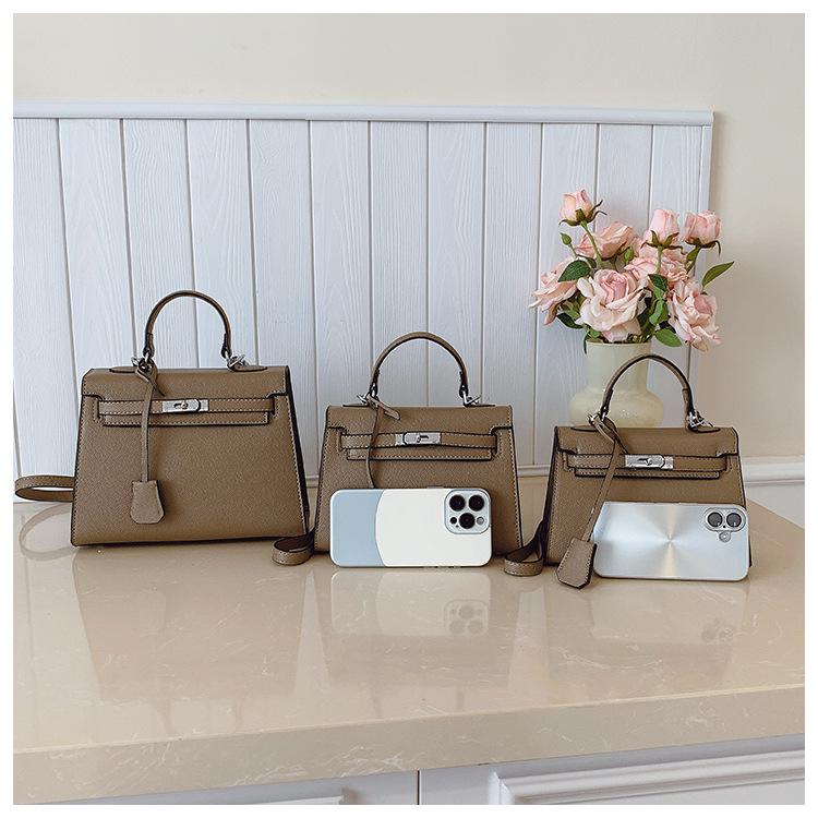 Women's Versatile Lychee Pattern Kelly Bag - Fashionable Large-Capacity Shoulder and Crossbody Handbag