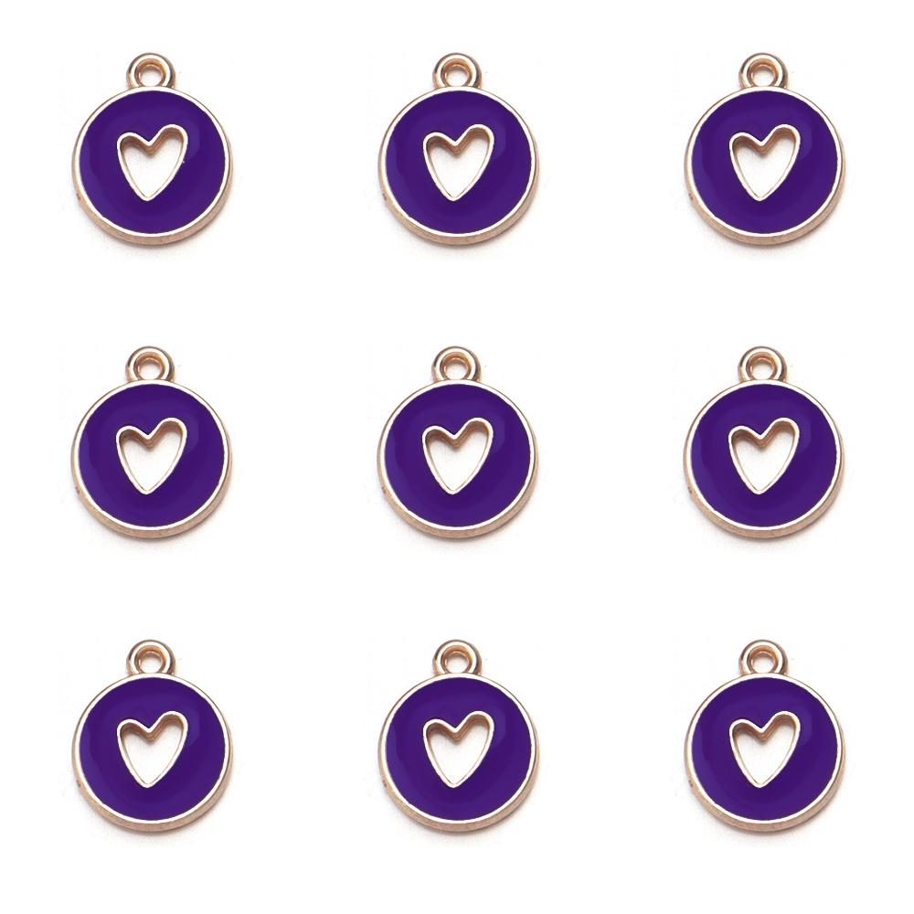 10 pezzi/lotto Cuore d'Amore Rotondo Smalto Ciondoli Double Face Ciondolo Fatto a Mano Per Braccialetto Fai da Te Creazione Gioielli 14,5x11,5 mm Vendita all'Ingrosso