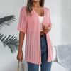 Pulover de damă, primăvară, vară, carouri, cardigan elegant cu decolteu în V Topuri tricotate largi