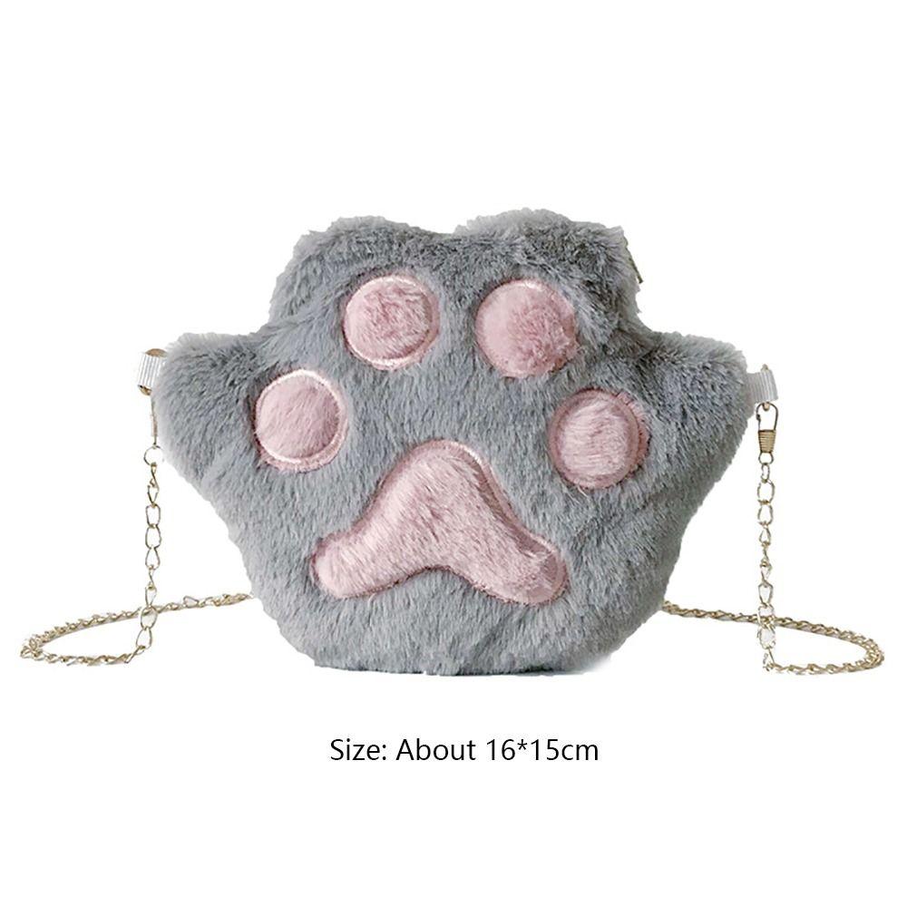 Moda Donna Borsa a Tracolla a Forma di Zampa d'Orso in Morbida Pelliccia Sintetica Borsa a Catena Mini Soffice da Spalla Borsa Messenger Borsa Piccola Zampa d'Orso