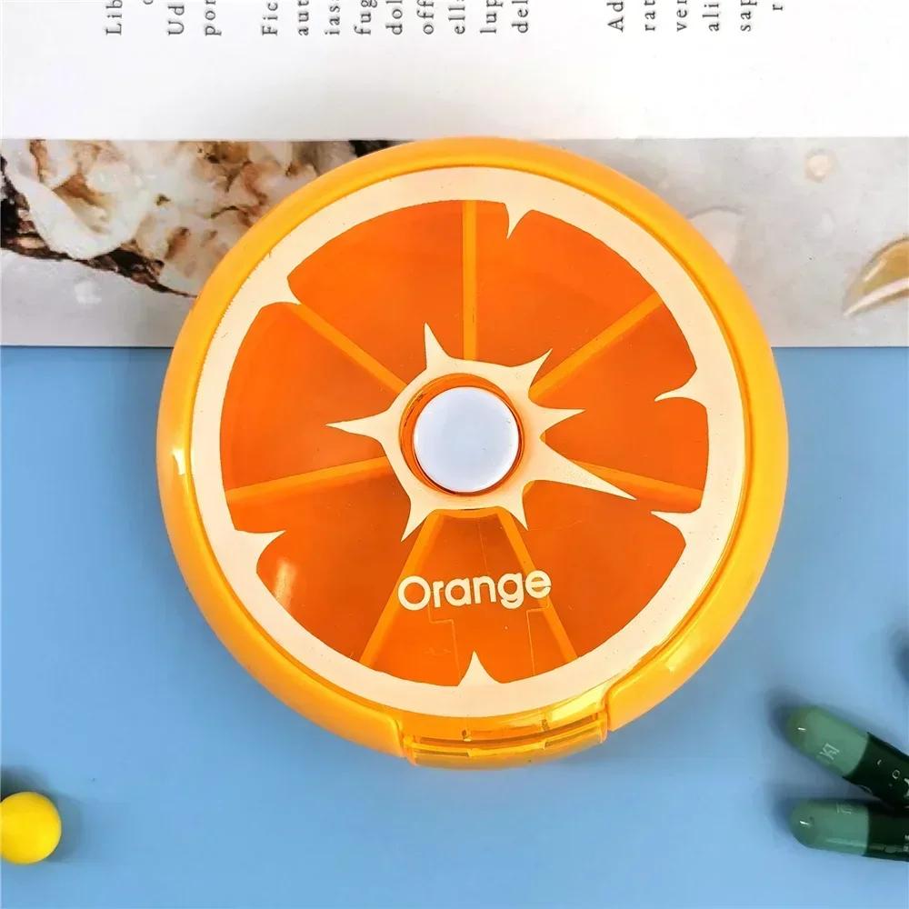 Seven Grid Rotating Convenient Plastic Medicine Box Sealed Packaging Box Household Medicine Storage Box