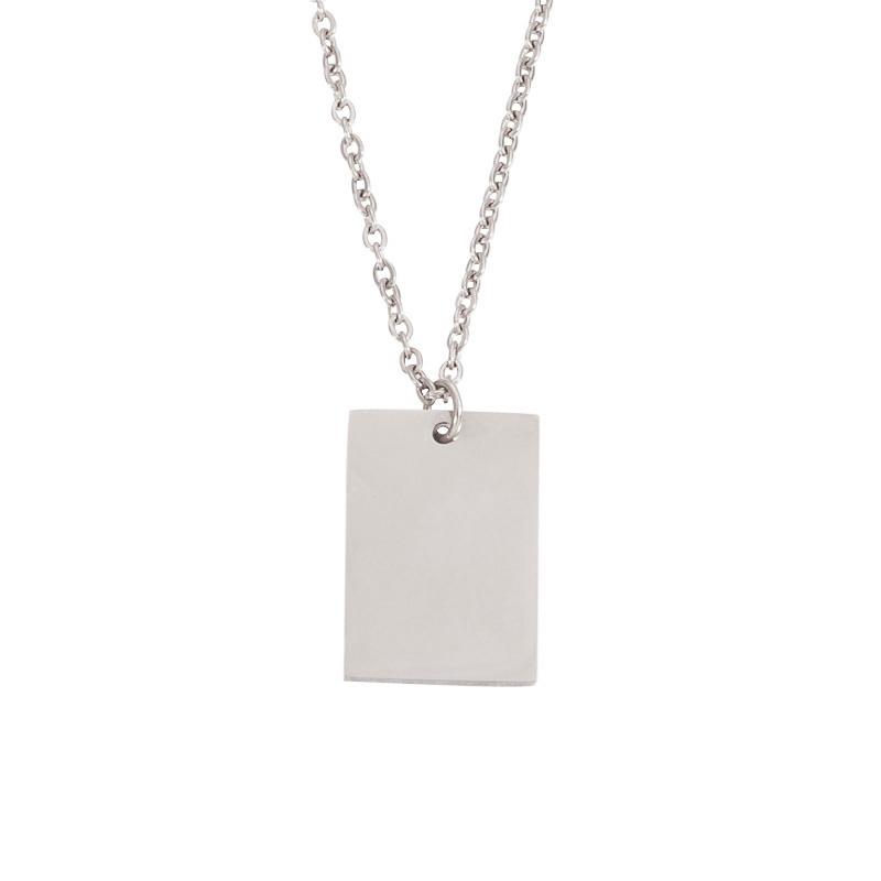 10Pcs 22*15mm Rectangle Pendant Necklace Stainless Steel Cable Chain Necklace For DIY Custom Name Logo Women's Jewelry