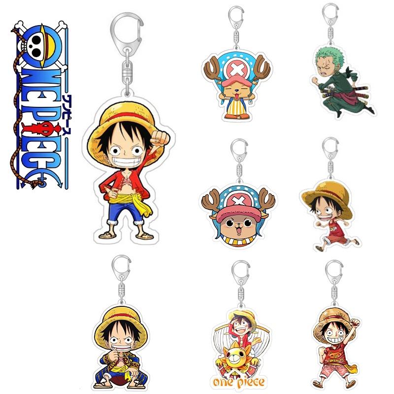 One Piece Luffy Zoro Roberto Keychain Toy Bag Pendant Double Sided Acrylic Gift For Kids