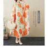 2025 Printed Stand Neck Loose Extra-Large Size Vacation Dress