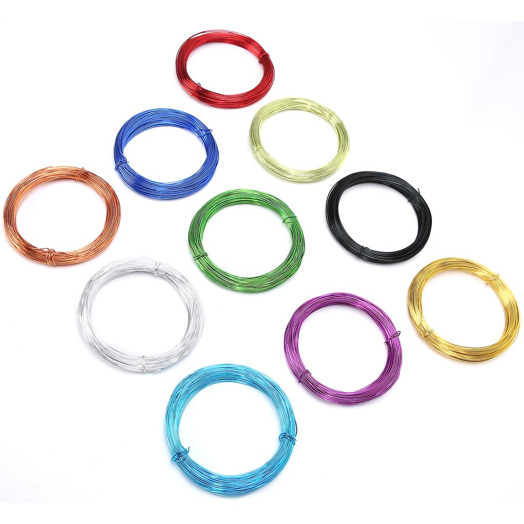 10 Rolls Colored Aluminum Wire Oxidized Flexible Bicycle Weaving Shape DIY Craft Making 0.8mm