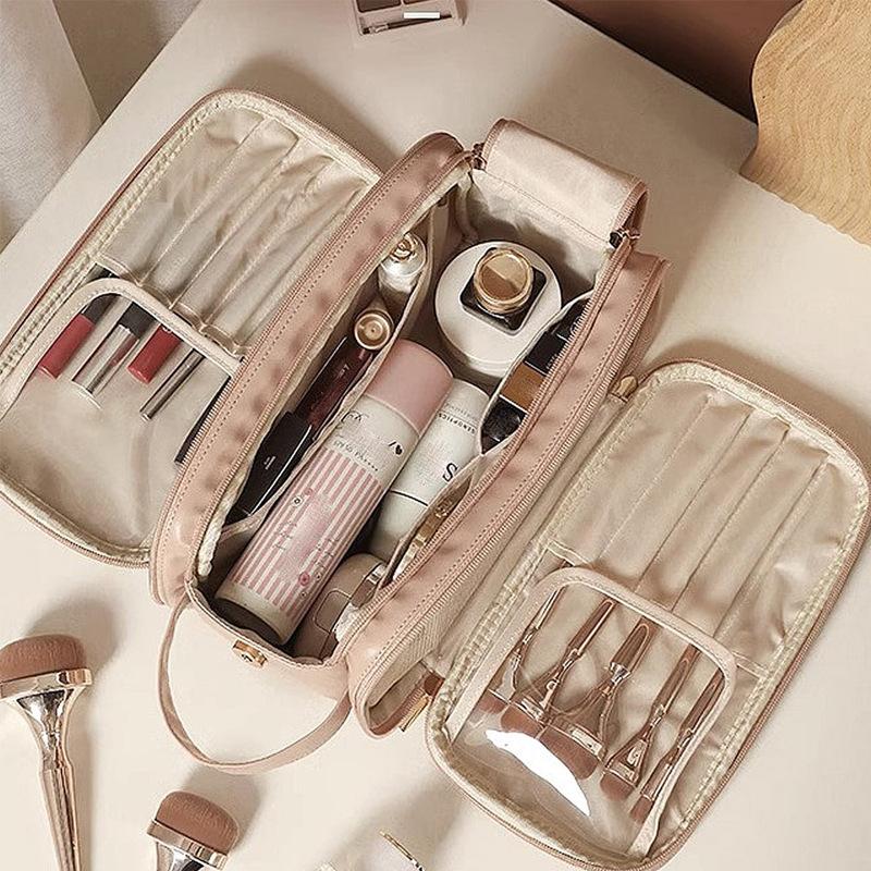 Neue multifunktionale Make-up-Tasche für Frauen aus PU-Leder mit großer Kapazität, tragbare Reisetasche für Make-up-Pinsel, Toilettenartikel