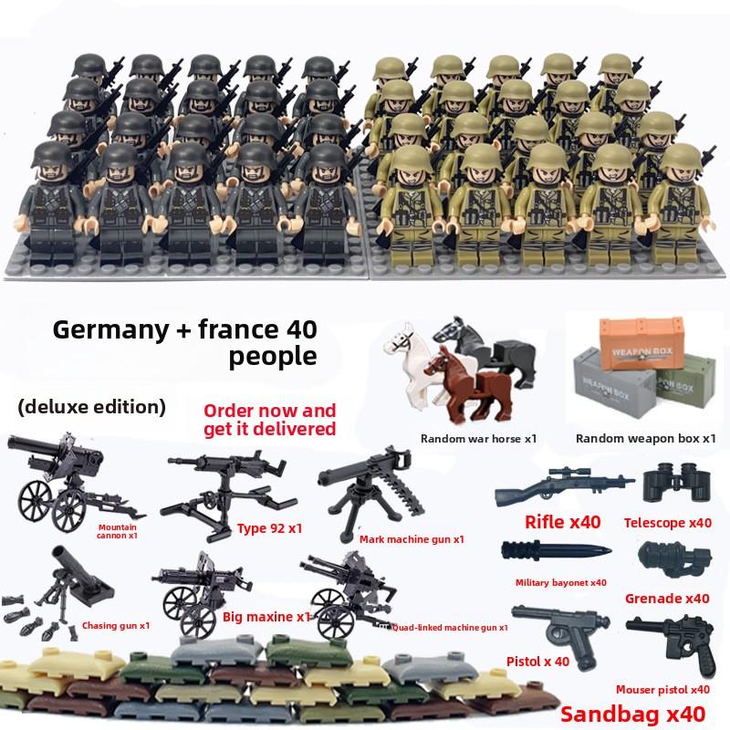 Non-Toxic Dolls Military World War Ii Doll Weapon Accessories Digital Assembly Toy Crawler Children'S Educational Splicing With Toys