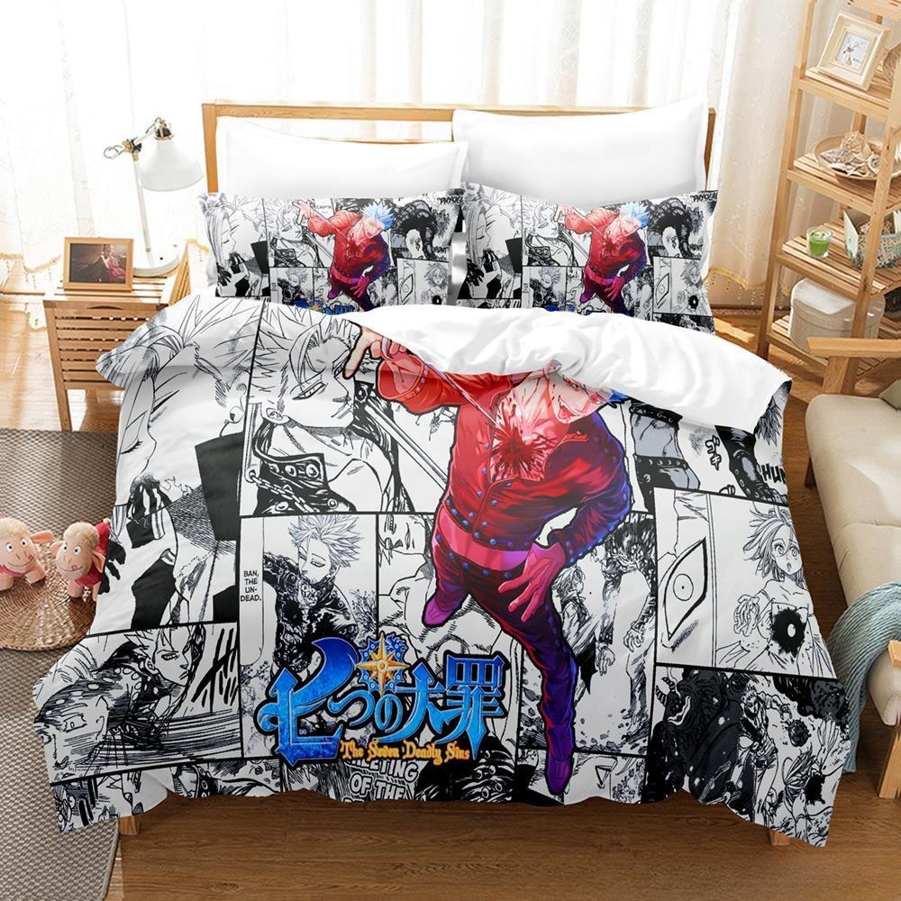 3D Anime Escanor The Seven Deadly Sins Bedding Set Single Twin Full Queen King Size Bed Set Adult Kid Bedroom Duvetcover Sets
