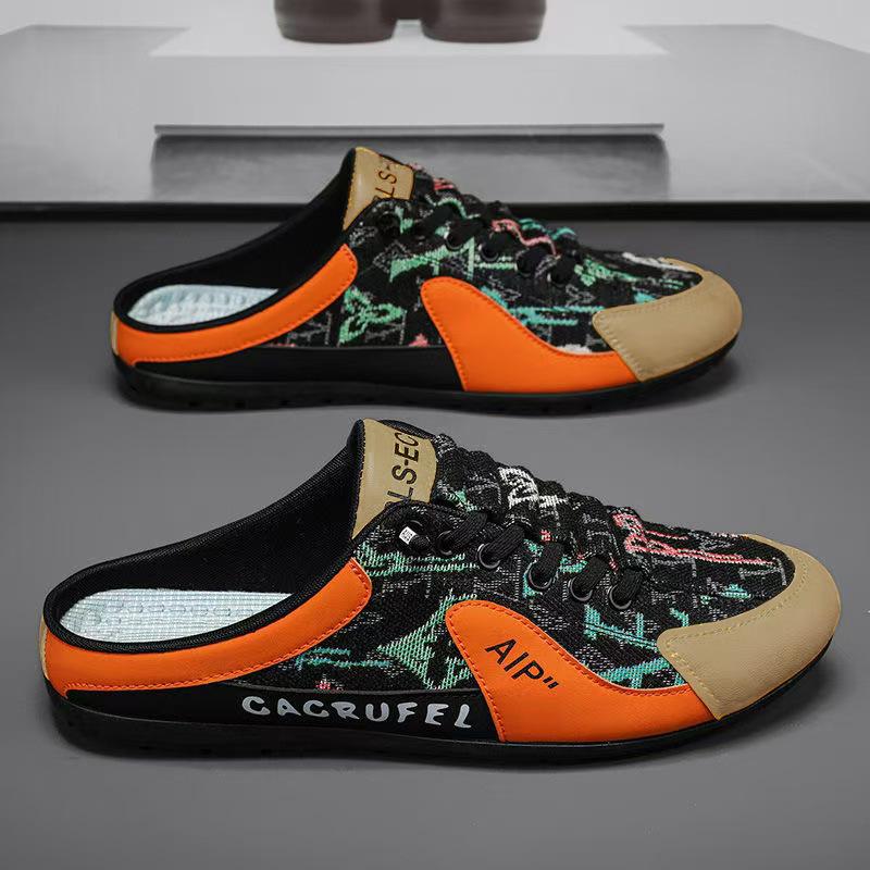 

Baotou half tray men s shoes 2025 new breathable heel-free Forrest Gump shoes outdoor one-pedal lazy shoes men 39