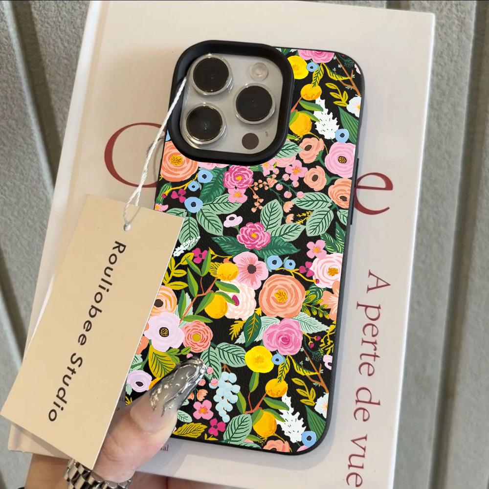 HOT Cool Flower Lily Luxury Lichee leather pattern Phone Case For iPhone 17 16e 16 15 14 13 12 11 Air Pro Max Plus X XR XSMax